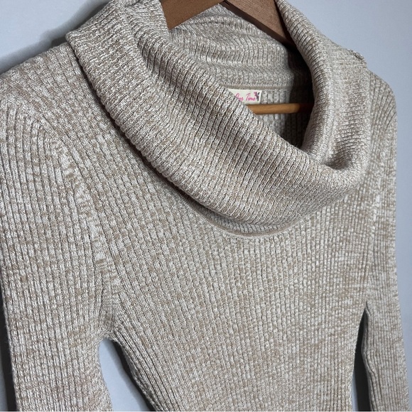 It's Our Time Cream Cowl Neck Ribbed Long Sleeve Sweater Size M - Picture 2 of 7